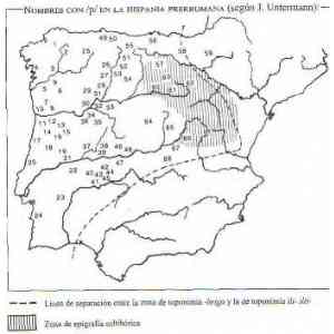 Click para ampliar. Pulsa en el nombre para ver la ficha. Nombres con /p/ en la Hispania prerromana